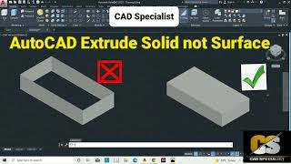 AutoCAD Extrude Solid not surface  AutoCAD 3D Extrude Command Tutorial Complete  Surface Solid [upl. by Nivle]