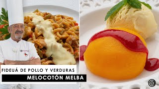 FIDEUÁ de POLLO 🍝​ Peach melba con Karlos Arguiñano 🍑​ [upl. by Ahcsap]