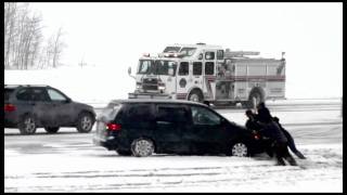 Winter crash closes Hwy 2 near Red Deer [upl. by Nivrek]