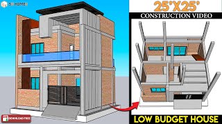 25x25 House Design  Construction Video  25x25 House Plans  25x25  Parking  Terrace Garden [upl. by Yllak]