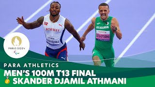 🇩🇿 Algerias Skander Athmani Wins the Mens 100m T13 Final  Para Athletics  Paris 2024 Paralympics [upl. by Leisha]