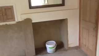 Lime Plastering Cumnor render coat application Aug 2013 [upl. by Ijan]