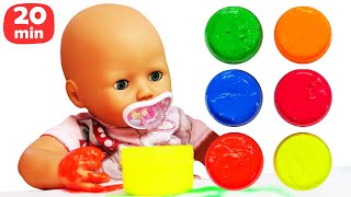 Learn colors with baby Annabell doll Baby Born doll amp Baby alive doll Baby doll videos for kids [upl. by Aneda]