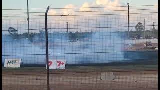 Myles Rowe first ever burnout  bundy speedway 270424 [upl. by Zzahc]