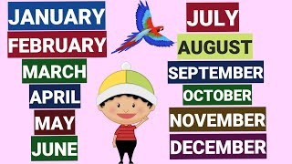 Learn Month Names  Names of Months  Months of the Year with Spellings  Kids Learning Videos [upl. by Elizabet910]