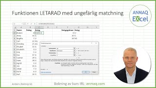 Funktionen LETARAD med ungefärlig matchning [upl. by Atlas]