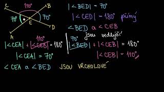 Vrcholové úhly  Úhly  Geometrie  Matematika  Khan Academy [upl. by Zurc]