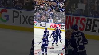 Nov 16 2024  Oilers vs leafs  William Nylander decides to take the bucket off for warmup [upl. by Grekin]