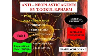 BPharm  AntiNeoplastic  AntiCancer Agents  Part 4 Unit 1 Tamil  Medicinal chemistry 2 [upl. by Isleana190]