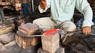 Indian Blacksmith Making Bill Hook Lohaar Making Koyta Black Smithy Workshop [upl. by Hepza611]