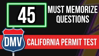 California DMV Permit Test 2024 45 Must Memorize Questions [upl. by Daggna931]