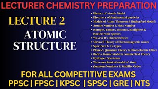 Atomic Structure  PPSC  FPSC  KPSC  SPSC  GRE CHEMISTRY [upl. by Ideih]