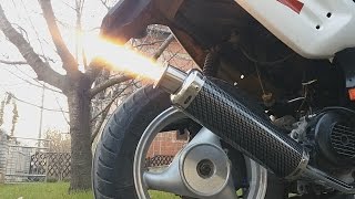 50cc GY6 Performance Exhaust Sound BACKFIRE [upl. by Lyckman571]