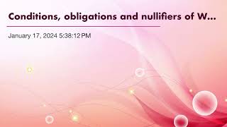 Conditions obligations and nullifiers of Wudo [upl. by Sedrul746]