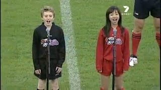 Kimberley Chen 陳芳語 2007 NAB Cup Grand Final澳大利亞足球聯賽  Australias national anthem [upl. by Edouard224]