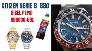 Reseña Reloj Citizen Serie 8 GMT verdadero automático NB603059L bisel Pepsi [upl. by Aldwon]