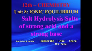 Salt HydrolysisSalts of strong acid and a strong base  in Tamil  12th Chemistry [upl. by Nylavad]