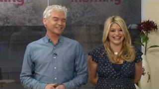 Holly cant stop laughing at Phil swearing off air  This Morning 10th March 2011 [upl. by Anirdua]