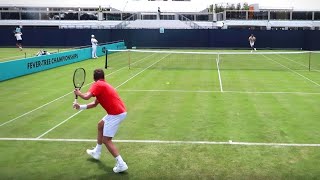 Stan Wawrinka Training for Wimbledon 2019 Court Level View [upl. by Duquette]