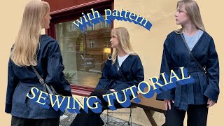 Sewing Tutorial Denim Kimono Jacket with digital pattern [upl. by Notnek186]