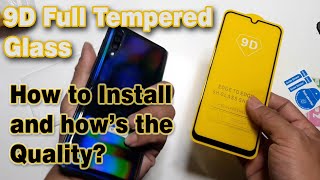 9D Full Tempered Glass Edge to Edge 9H Glass Shield installation  How to install 9D to Samsung A50 [upl. by Tur572]