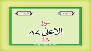 Surah 87 Chapter 87 Al Ala Quran with Urdu Hindi Translation [upl. by Barnaby866]