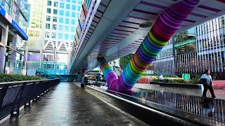 4K Canary Wharf  Crossrail Place Roof Garden  West India Quay  London Walk [upl. by Martz149]