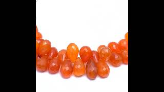 Carnelian Natural Drop Briolette Facet Cut VVS Clarity Sandstone Orange Color Drilled Gemstone [upl. by Kutzer]