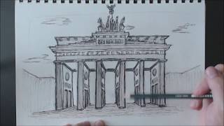 Drawing the Brandenburger Tor in Berlin Timelapse [upl. by Terces]