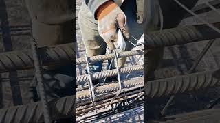 The process of tying stirrup rebar for building beam [upl. by Urania]