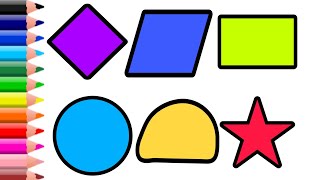 2d shapes drawing activity  drawing using shapes for kindergarten  shapes and colors learning kids [upl. by Eiffe]