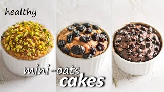 Healthy Mini Oats Cakes 3 Ways  Eggless No Microwave No Oven  Baked Oats With Vegan Option [upl. by Ahsaercal486]