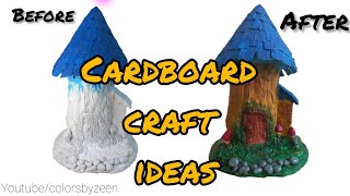 Cardboard craft ideas for home decoration  craft ideas with paper easy and simple  cardboard house [upl. by Ardnwahsal]