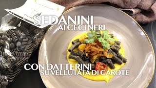 Sedanini di Ceci Neri con Datterini su Vellutata di Carote  vegan Chef Davide Leo [upl. by Dimphia]