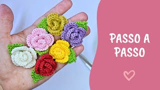 Como Fazer Mini Flor de Crochê para Aplicação Mini Rosa de Crochê [upl. by Kath]