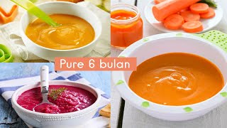 MPASI 6 Bulan Pertama  Resep MPASI Bubur Pure Bit Labu Kuning Wortel dan Jeruk [upl. by Jilli659]