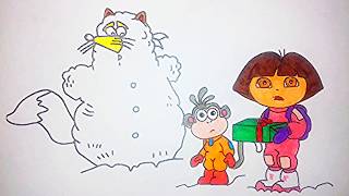 Dora the ExplorerA gift to Santa ChristmasПодарок СантеРождество Coloring for children [upl. by Irama606]