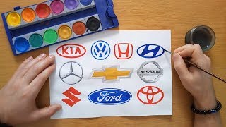 TOP 10 Most popular car logos  Logo drawing by hand Chevy Vw Kia Toyota Ford etc [upl. by Anna-Diana]