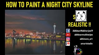 Painting a night city skyline so realistic [upl. by Etnauj]