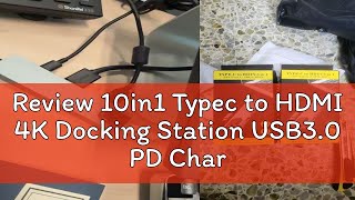 Review 10in1 Typec to HDMI 4K Docking Station USB30 PD Charging SDTF Reader RJ45 USB C HUB for La [upl. by Doi]