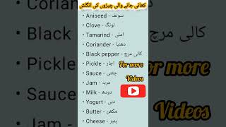 Name of Eatable Things in the English with Urdu Meaningsvocabularywordsenglishvocabularyenglish [upl. by Waiter]