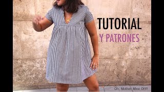 DIY Costura vestido de cuadros vichy patrones gratis [upl. by Nylrehs]