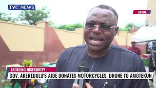 WATCH Gov Akeredolus Aide Donates Motorcycles Drone to Amotekun [upl. by Namar]