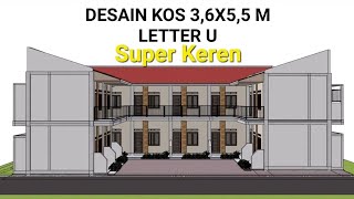 DESAIN KOS KOSAN 36 X 55 M  Letter U Lengkap Dengan Kamar mandi Dalam Dapur amp Jemuran [upl. by Hanley]