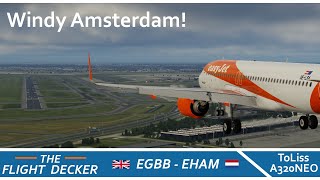 Lets fly into windy Amsterdam  ToLiss A320N  XPlane 12 vEZY [upl. by Ettevi131]