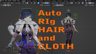 AUTO Hair and Cloth for BLENDER Yelan from Genshin [upl. by Keyek]