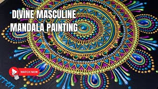 Divine Masculine Mandala Diary Painting using Acrylic Paint Cones  Dot amp Henna Freehand Art ✨ [upl. by Olcott]