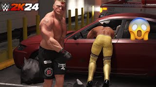 Brock Lesnar Destroys Seth Rollins Backstage WWE2K24 Gameplay  Epic Battle [upl. by Bernhard]