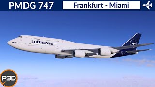 P3D v53 PMDG 7478i Lufthansa  Frankfurt to Miami  VATSIM Full flight [upl. by Nerac323]