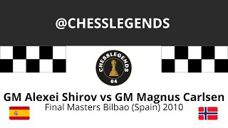 GM Alexei Shirov vs GM Magnus Carlsen Final Masters Bilbao Spain 2010 [upl. by Ahsiekit923]